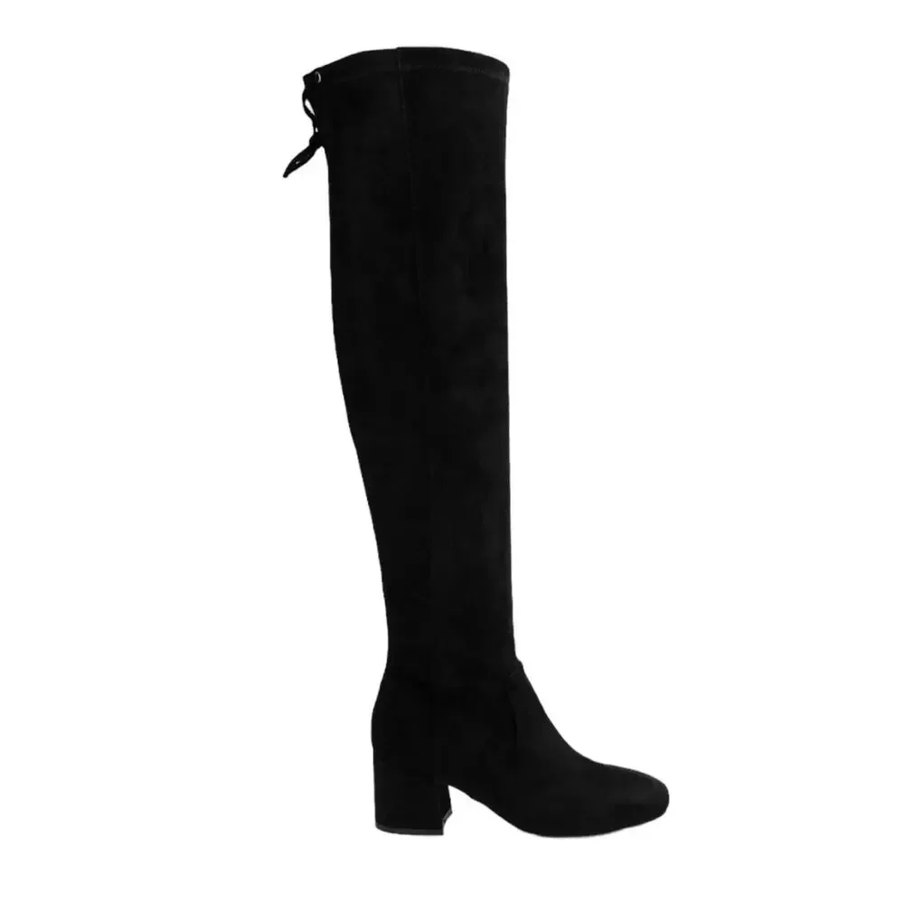 Sugar Women's Ollie Over The Knee Stretch Suede Boots Black Size 9